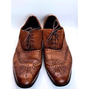 Stacy Adams Mens Wingtip Brogue Suede Leather Oxford Dress Shoes Brown 10.5M